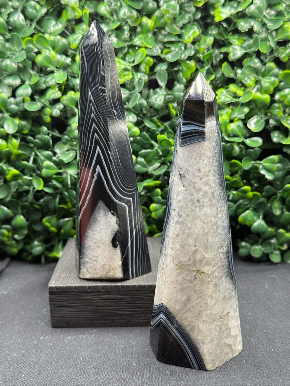Black Banded Agate & Quartz Towers Obelisk